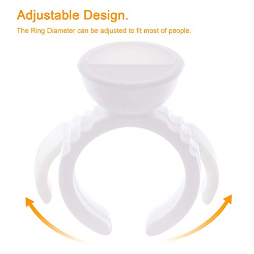 [300PCS] Lash Extension Glue Ring, 2 Slots Lash Glue Holder Sticker, Lashes Rings Holder, Nail Art Ring Cup, Eyelash Extensions Supplies