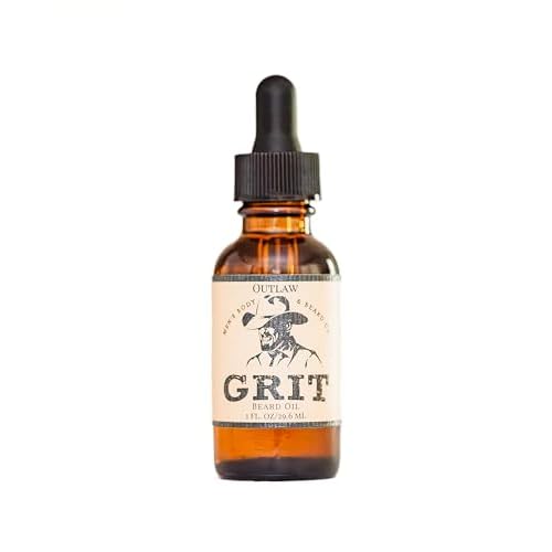GRIT Outlaw Premium Beard Oil (1 Fl oz) | Coconut Oil, Vitamin E | Beard Oil for Grooming | Hydrating Conditioning Oils | Softens Brittle & Dry Facial Hair |