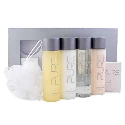 Pure by Gloss Gift Set ? Fresh Lemon Scent ? for All Hair and Skin Types ? With Shampoo [8.5oz], Conditioner [8.5oz], Body Wash [8.5oz], Body Lotion [8.5oz], Body Bar [4oz], & Loofah ? Cruelty Free