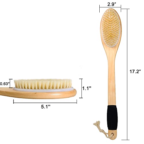 Wooden Bath Brush with Long Handle for Back Exfoliating