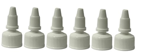 White Fine Ribbed Twist Open & Close Dispensing Cap - 20-410 Neck, .118" Orifice, 6 Pack