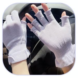 GSAFEME Cotton Gloves for Dry Hands - Fingerless Touchscreen Moisturizing Gloves for Sleeping - Cotton Eczema Gloves for Men and Women, Purple L/XL 3 Pairs