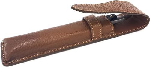 Parker Saddle Brown Leather Straight Razor Case – Hand-Stitched