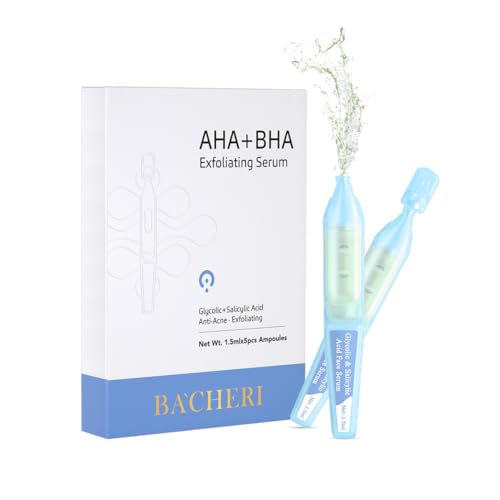 BACHERI Salicylic Acid Serum for Face with Glycolic Acid, Azelaic Acid, Redness Relief, Hydrating & Smoothing Serum, Anti Aging Facial Serum, 5 Ampoules