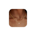 Coshilta Layered 14K Gold Plated Sterling Silver Necklace Set with Cubic Zirconia - CZ Pendant, Dainty, Stackable, Personalized Jewelry Gift - Model C-N0518-CZ