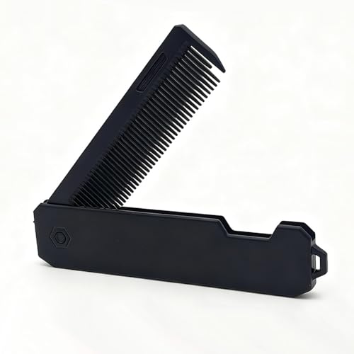 Foldable & Portable Pocket Comb for Travel, Fine Tooth Hair Beard Mustache Comb - Compact All-Purpose Grooming Tool