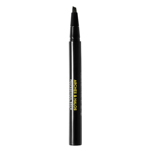 Arches & Halos Angled Bristle Tip Waterproof Brow Pen - Water Based And Smudge Proof - Fills In Sparse Eyebrows And Gives Fuller Effect - Covers Scars Or Overplucked Brows - Auburn - 0.051 Oz