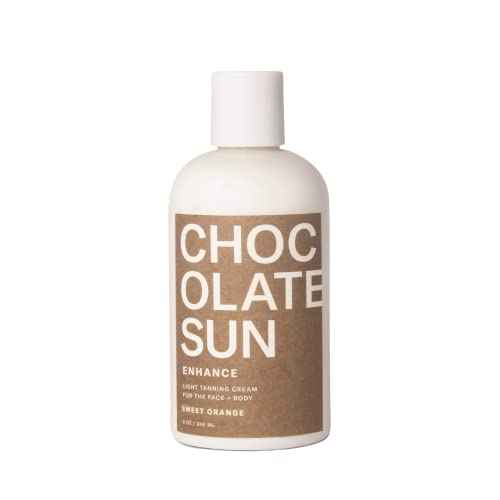 Chocolate Sun - Organic Enhance Light Tanning Cream Face & Body | Clean, Non-Toxic Sunless Tanning (Light, 8 oz | 236 ml)