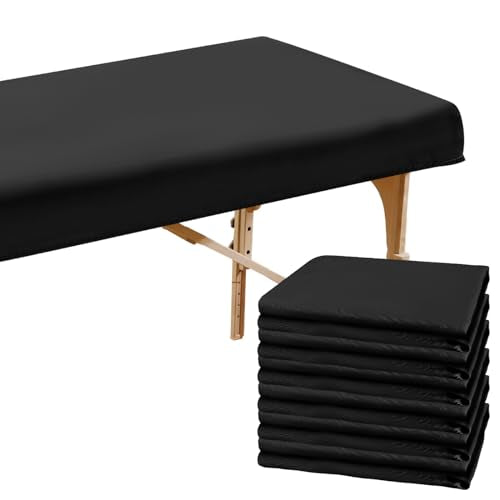 Macarrie 6 Pack Microfiber Massage Table Sheets Soft Massage Table Cover Reusable Spa Bed Sheets Salon Protective Cover Fitted(Black)