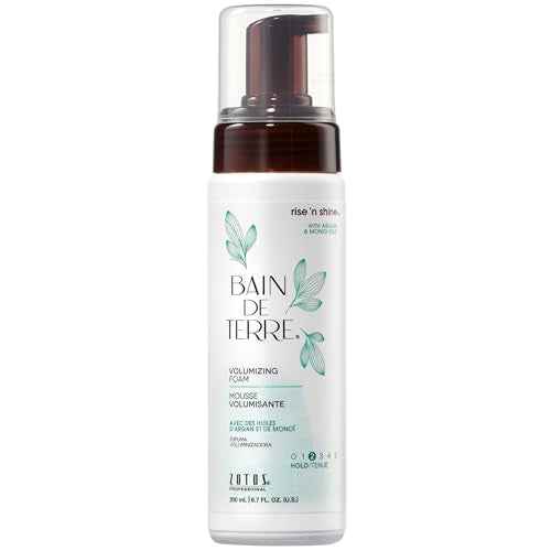 Bain de Terre Rise N' Shine Volumizing Foam, Lightweight Medium Hold & Volume with Argan & Monoi Oils, Paraben-Free, Color-Safe, Vegan, 6.7 Fl Oz