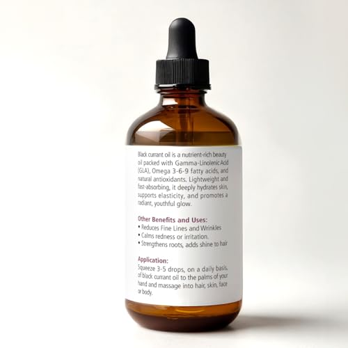 Black Currant Seed Oil Cold Pressed ? 100% Pure Natural Carrier Oil for Skin & Hair | Rich in GLA & Omega Fatty Acids | Moisturizer for Face, Scalp, Nails | 4 fl oz