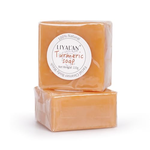 LIYALAN Turmeric Soap Bar for Face & Body-Tumeric Soap,Smooth Skin,Deep Cleansing, Natural Handmade Soap Sensitive Skin Formula, Vegan Soap