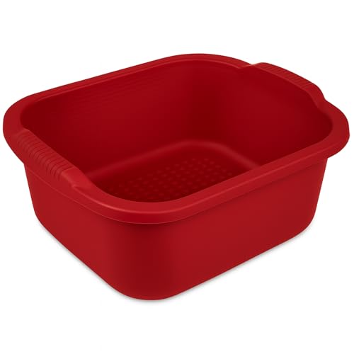 12 Quart Heavy-Duty Red Dishpan for Washing & Soaking