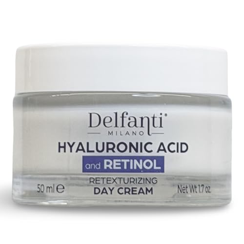 Delfanti-Milano ? HYALURONIC ACID and RETINOL ? Day Cream ? Deep Hydration Retexturizing ? Face & Neck Moisturizer ? Made in Italy ? 1.7 oz jar