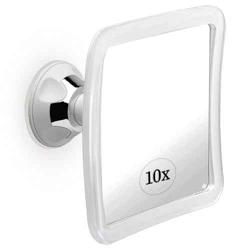 MIRRORVANA 10X Magnifying Makeup Mirror with Suction Cup - Suitable for Cosmetic, Vanity, Bathroom, and Travel Use - Designed for Precise Makeup Application and Skin Care - 6.3" x 6.3" (Square)