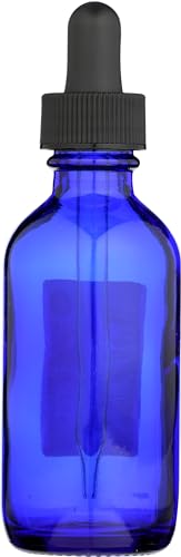 Blue Glass Dropper Bottle 2 Fl Oz for Essential Oils & Liquids