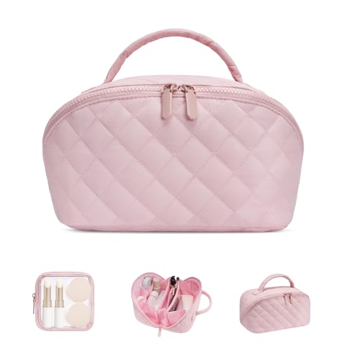 Quilted Makeup Bag Waterproof Cosmetic Organizer 2-Piece Set