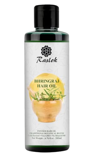 Raslok Ayurvedic Bhringraj Hair Oil 200ml - Nourishing Natural Hair Treatment