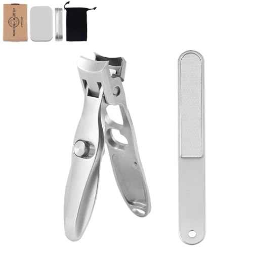 Toenail Nail Clippers for Thick Nails for Seniors, Professional Heavy Duty Edgy Nail Clippers for Men, Large Wide Jaw Opening Fingernail Clipper Cutters with Catcher for Women