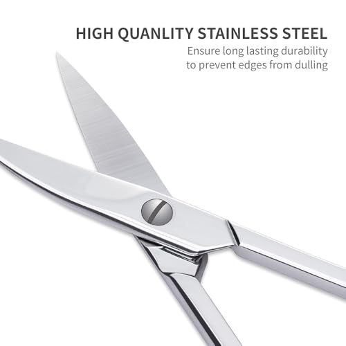 Small Multifunctional Eyebrow Scissors for Women, Mustache Scissors and Nose Hair Scissor for Men, Curved Grooming Scissors for Eyebrow, Mustache, Beard, Eyelashes - Premium Stainless Steel Quality