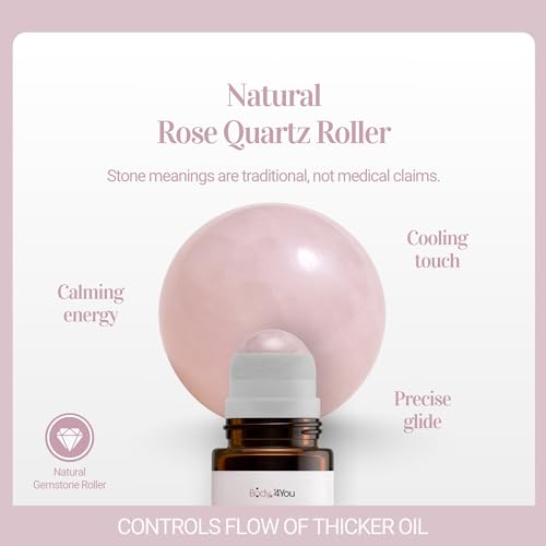 Castor Oil Roll On Eyelashes Eyebrows - 100% Pure Natural USDA Organic Cold Pressed - Hydrating Skin Hair Growth Oil Lashes - Non-GMO Hexane Free Unrefined - Natural Stone Roller Amber Glass 1.7 Fl Oz