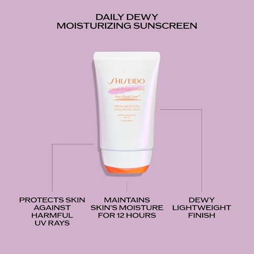 Shiseido Urban Environment Fresh-Moisture Sunscreen SPF 42 - 50 mL - Protects Against UVA/UVB Rays & Pollution - 12-Hour Hydration - Water Resistant for 40 Minutes - Non-Comedogenic