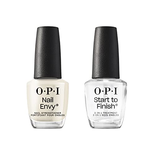 OPI Nail Envy, 0.5 fl oz and OPI Start to Finish, 3-in-1 Treatment, Base Coat, Top Coat, Nail Strengthener, 0.5 fl oz