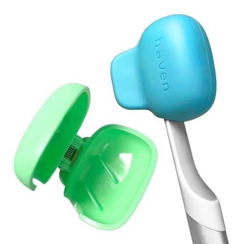 Haven Toothbrush Cover - Fits Electronic and Manual Toothbrushes - Toothbrush Case Holder for Travel - Set of Two Tooth Brush Cap Protectors (Emerald & Aqua)