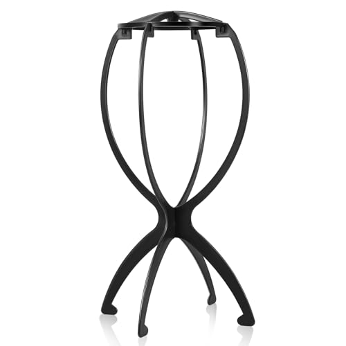 Obeoby Foldable Black Wig Stand for Short Wigs & Cosplay Hair - Portable