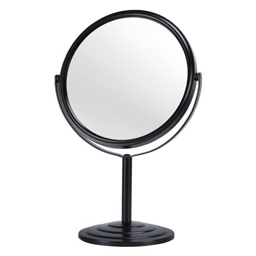 Wtrgas 1X 3X Magnifying Makeup Mirror Vanity Mirror for Tabletop Desk, Black Standing Bathroom Cosmetic Mirror, Portable Double Sided Magnification Mirror