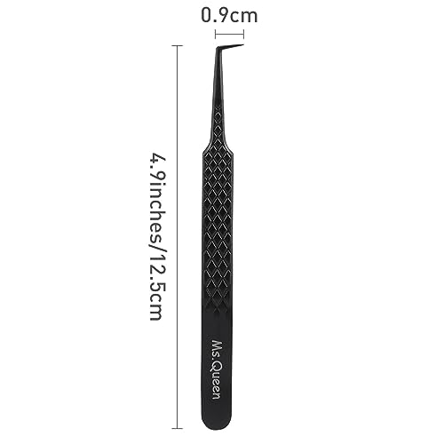 Ms.Queen Lash Extension Tweezers - 90° Fiber Tip Diamond Grip
