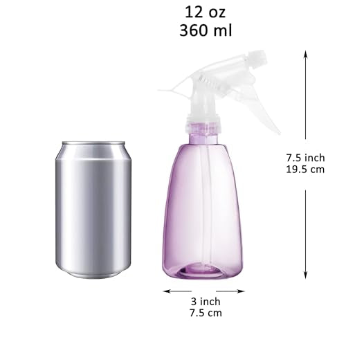 Youngever 6 Pack 12 Ounce Empty Plastic Spray Bottles, Spray Bottles for Hair and Cleaning Solutions (Purple)