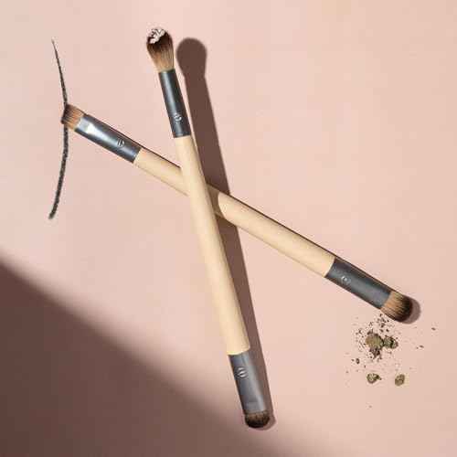 Enhancing Eye Brush Set, Makeup Brushes For Liquid, Cream & Powder Eyeshadow & Eye Liner Application, Dual-Sided & Eco-Friendly, Synthetic Bristles, Cruelty-Free, 2 Piece Set (Primary Color-2pcs)