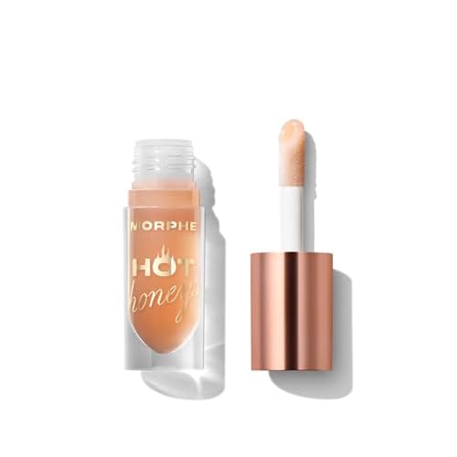 Morphe Hot Honeys Volumizing Lip Oil Plumper - Hydrating Lip Gloss for Women with Manuka Honey + Chili Extract - Makeup for Tingling Volume & Glossy Sheer Tint - Royal Sting (0.15 fl oz)