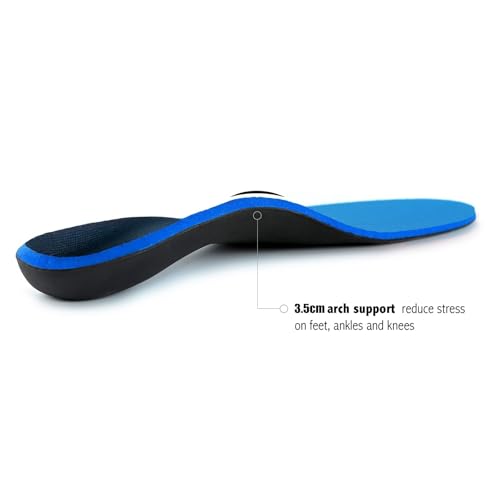 WalkHero Men’s & Women’s Arch Support Insoles for Plantar Fasciitis - Blue, Size 10-10.5 Men / 12-12.5 Women