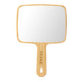 Natural Bamboo Hand Mirror with Handle - 6.9" x 9.9" Portable