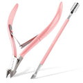 Makartt Pink Cuticle Nipper and Pusher Set - Stainless Steel Manicure Kit