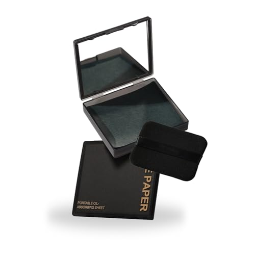 Oil Blotting Papers for Face with Mirror & Puff - Shine Control, 100 Sheets