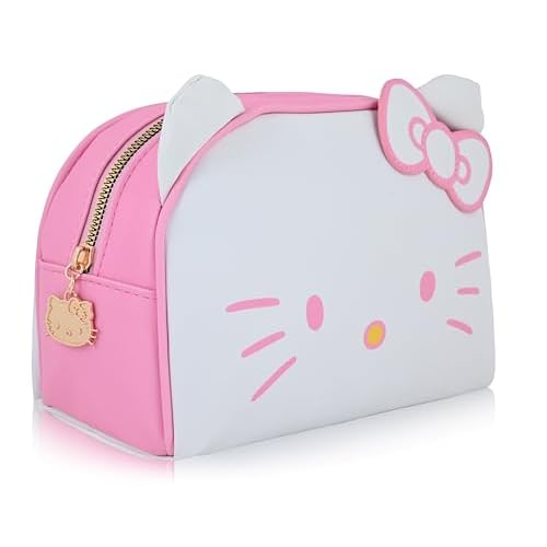 Sanrio Hello Kitty Makeup Bag for Women | Hello Kitty PU Leather Travel Toiletry Bag for Women | Make Up Travel Bag Cosmetic Bag Makeup Pouch