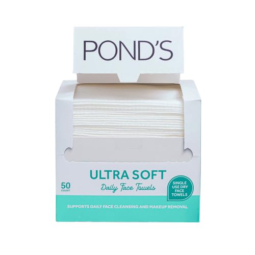 Pond's Ultra Soft Dry Face Towels, 50 Count – Single-Use Makeup Remover Wipes