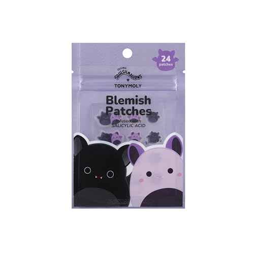 TONYMOLY x Squishmallows Halloween Emily + Zumirez the Bat Blemish Patches ? Hydrocolloid Acne Spot Treatment with Salicylic Acid ? Cute K-Beauty Pimple Patches ? 24 Count