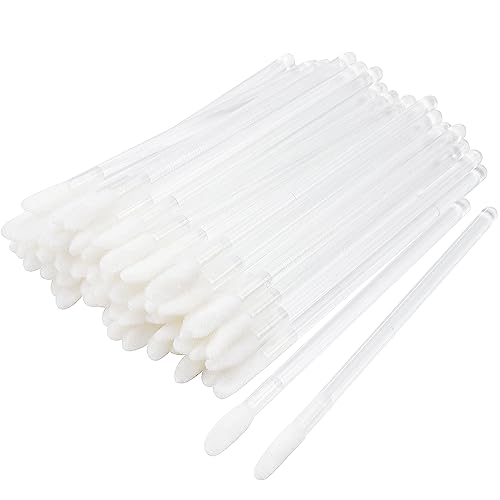 Mekupeu 300pcs Disposable Lip Brushes with Clear Handle - Hygienic Lip Applicators