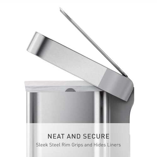 simplehuman Brushed Stainless Steel Step Recycler 58L Dual Compartment Trash Can with Steel Lid