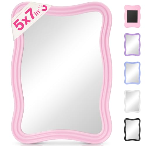 MR.MATE 5x7 Magnetic Locker Mirror | Real Glass, Pink