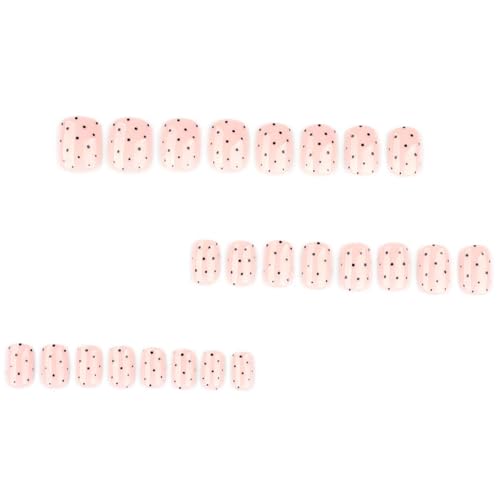 Foccna Glossy Square Press On Nails - 24pcs Polka Dot Design