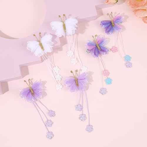 OAOLEER 6PCS Halloween Hair Bows for Girls, Yellow Purple Flower Hair Accessories for Girls Grosgrain Ribbon Bows With Alligator Clips Girl for Kids Teen (Flower Bows-Back to School)