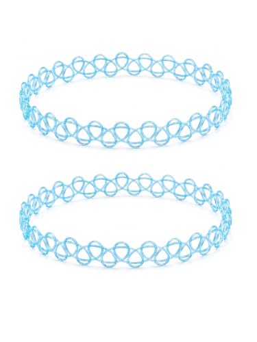 2PCS Colorful 90s Tattoo Choker Necklace Set - Gothic Style