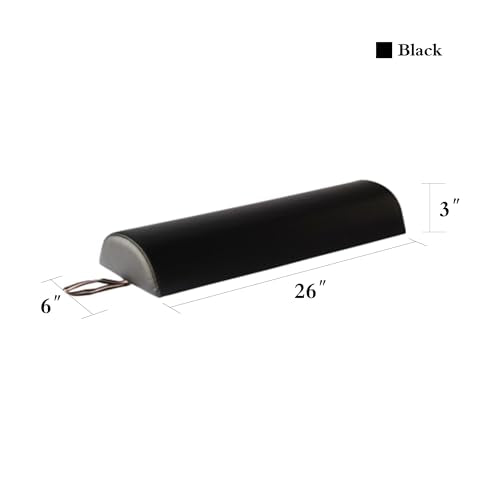 Master Massage 6" Semi-Round Bolster Cushion - PU Leather Table Pillow, Black