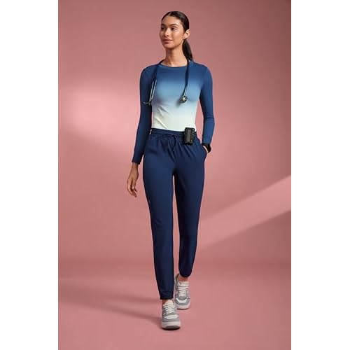 High Waisted Jogger Scrub Pants for Women with 5 Pockets Drawstring Medical Work Pants Breathable