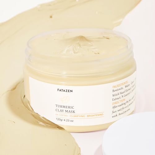 Turmeric Pore Clay Mask - Deep Cleansing Acnes Skincare Facial Mask, Oil Control & Instant Glow for Oily & Dull Skin, Blackhead Gentle Exfoliation with Aloe & Vitamin E, 120g/4.23oz